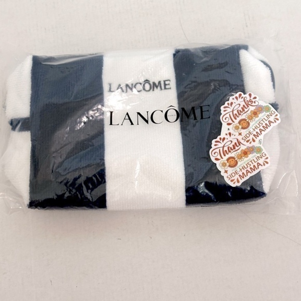 Lancôme navy and White Striped summer Pouch